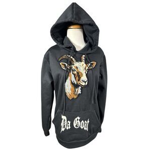 Super Massive Da Goat Chenille Patch Black Hoodie Sz M Streetwear NEW